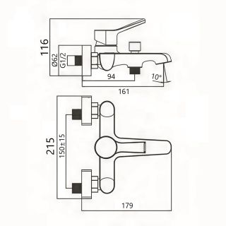 Смеситель для ванны Maretti Elena EA22RF163, хром